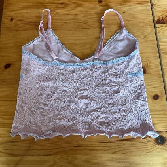 Y2K Urban Outfitters Women Pink and Purple Lace Fairy Soft Girl Tank Crop-top XL - Picture 3 of 3